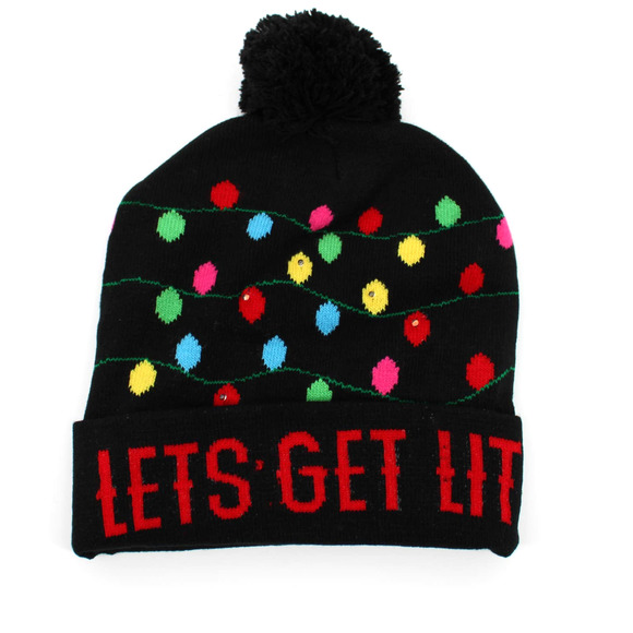 giftcraft Accessories - Light Up Holiday Knit Hat Beanie Lets Get Lit One Size NEW